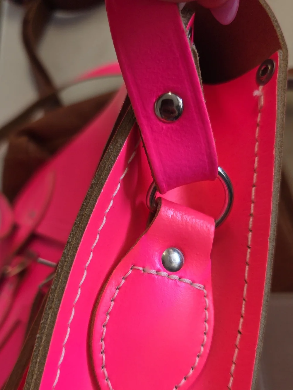 Cambridge Satchel Bag Neon Pink Bright Leather